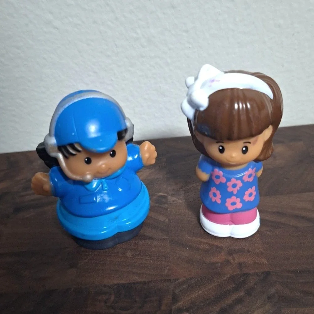FisherPrice Little People Stewardess Flight Attendant Headset & Floral Girl Lot